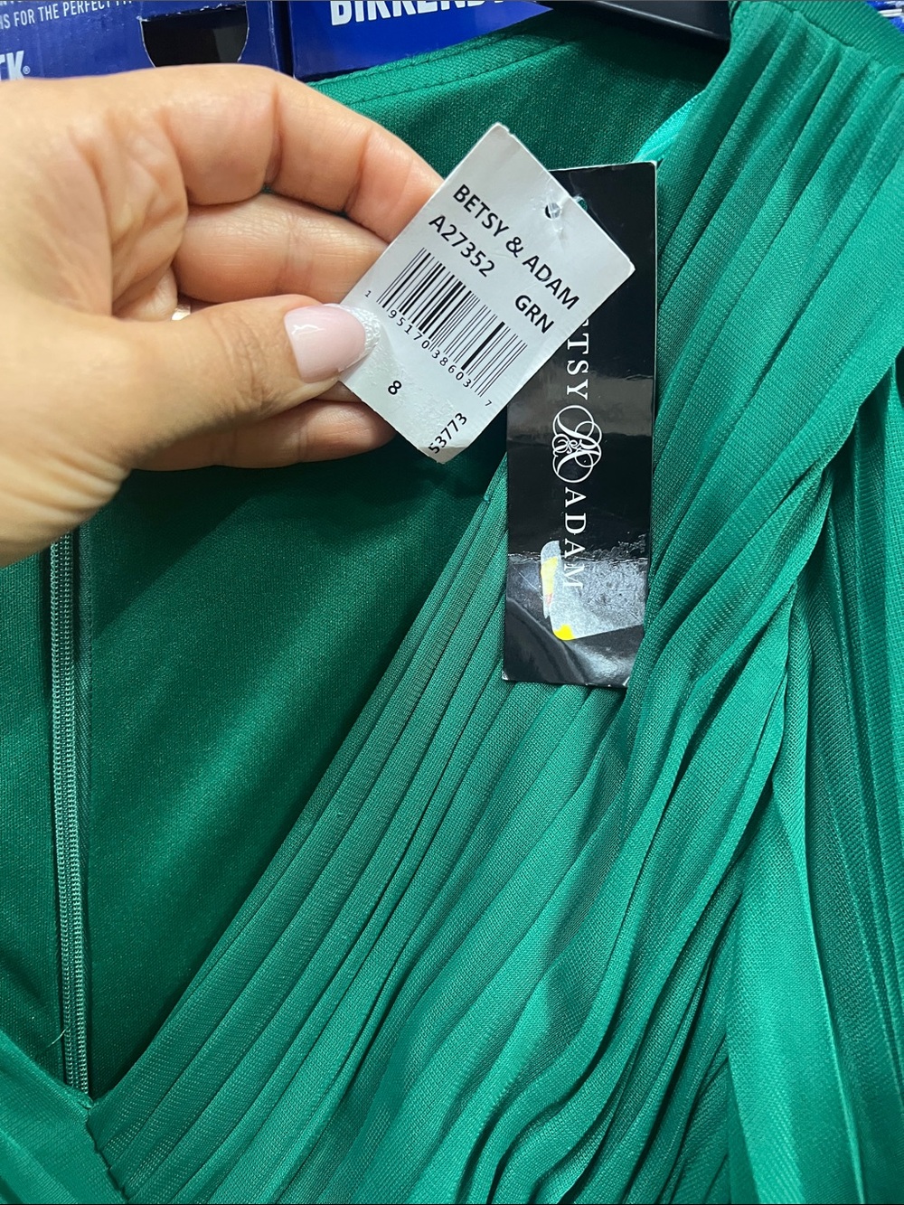 Adam Emerald Green Pleated V-Neck Maxi Dress - Picture 6 of 7